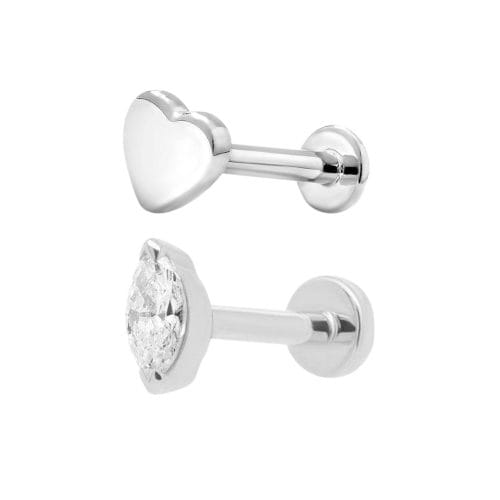 PYGMY FLATBK MARQUISE HEART SET SS