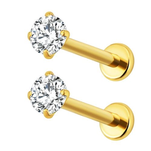 8306 - PYGMY FLATBACK PUSH PIN CZ PAIR GP