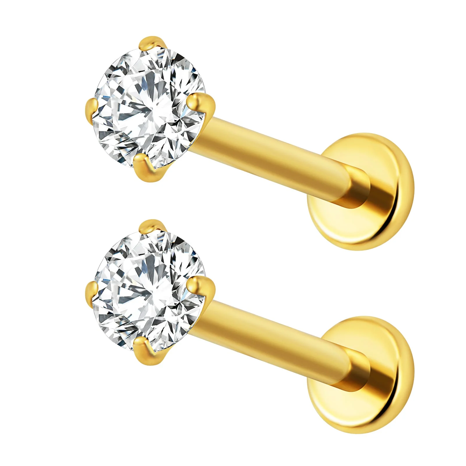 8306 - PYGMY FLATBACK PUSH PIN CZ PAIR GP