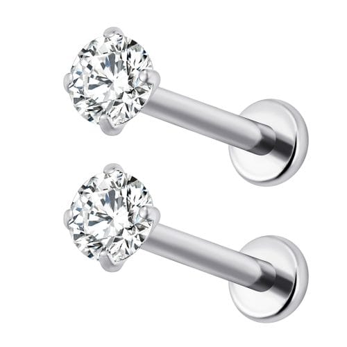 8307 - PYGMY FLATBACK PUSH PIN CZ PAIR SS