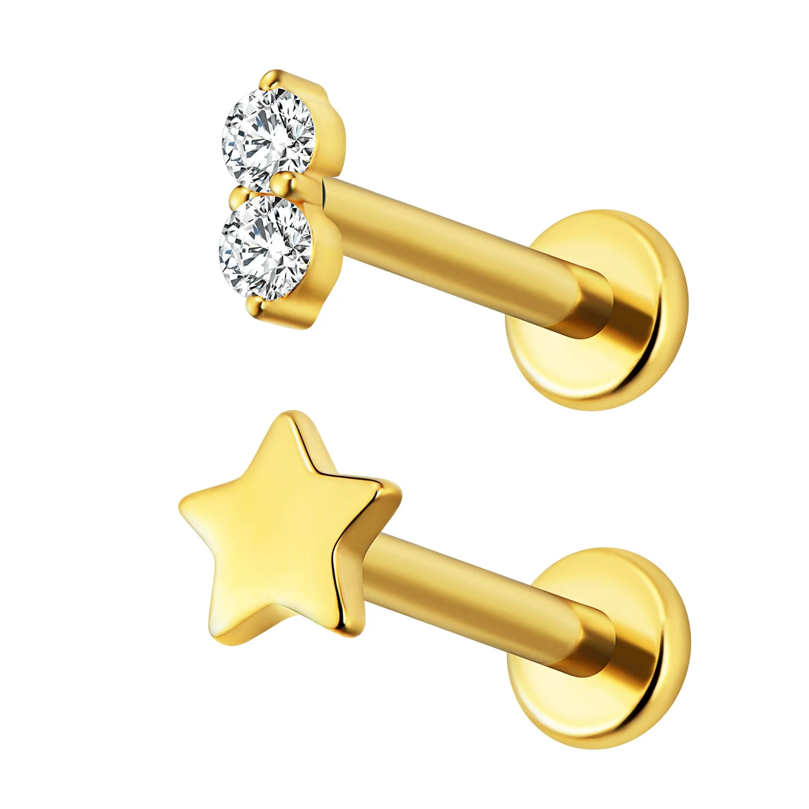 8308 - PYGMY FLATBACK PUSH PIN STAR SET GP