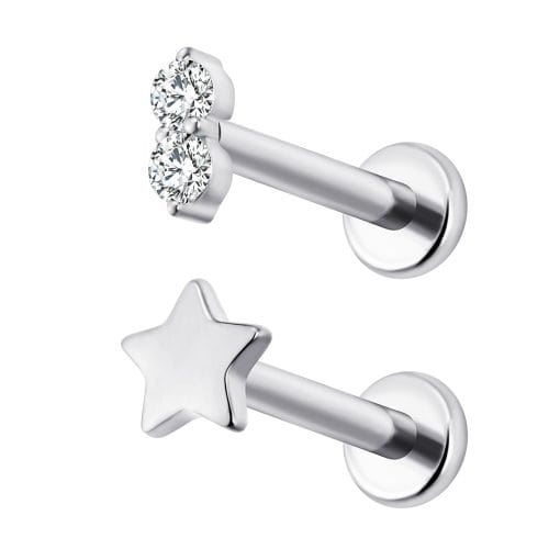 8309 - PYGMY FLATBACK PUSH PIN STAR SET SS