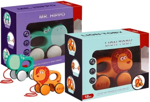 T6D031 - DRAG TOY HIPPO AND LION