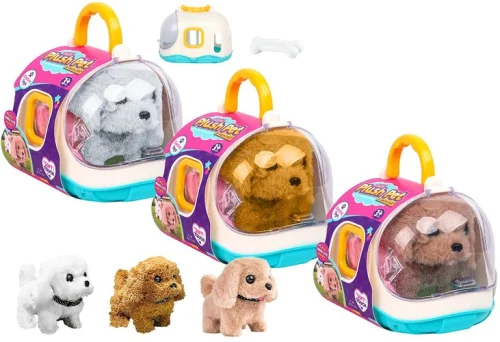 T6P021 - PLUSH DOG WITH BONE IN CASE