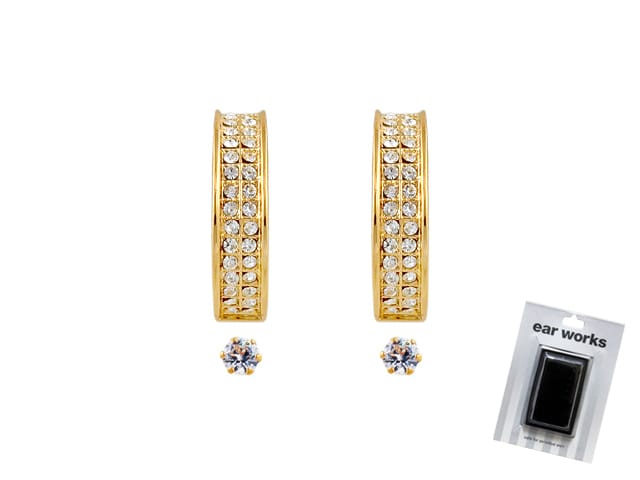 EAR WORKS CRYSTAL HOOP SET GP