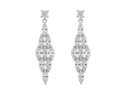 SENSATION CZ DIAMOND DROP RHODIUM