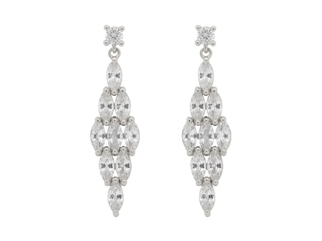 SENSATION CZ DIAMOND DROP RHODIUM