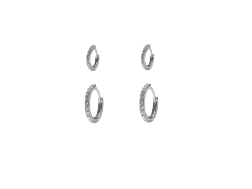 SENSATION CZ HUGGIE SET RHODIUM