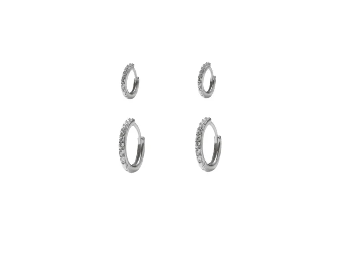 SENSATION CZ HUGGIE SET RHODIUM