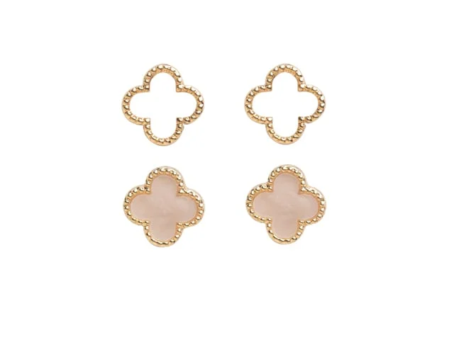SENSATION MOTHER OF PEARL CLOVER STUD SET GP