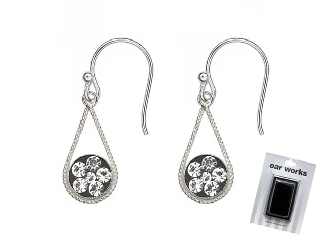 EAR WORKS SILVER TWIST DROP CRYSTAL