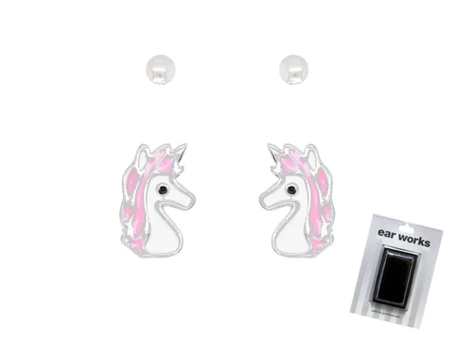 EAR WORKS UNICORN SET RHODIUM