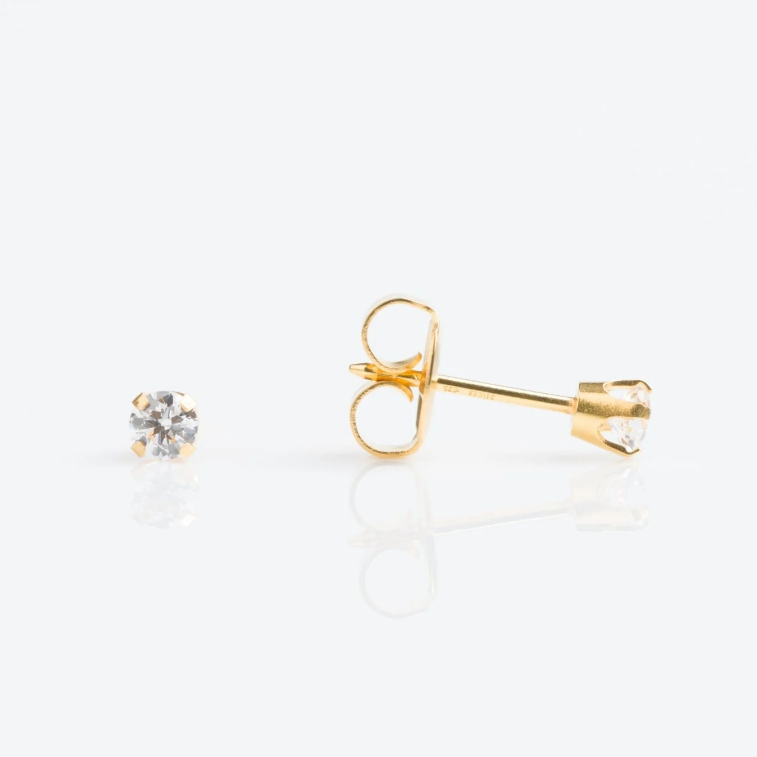 SYS75 14K SOLID GOLD 3mm CUBIC ZIRCONIA