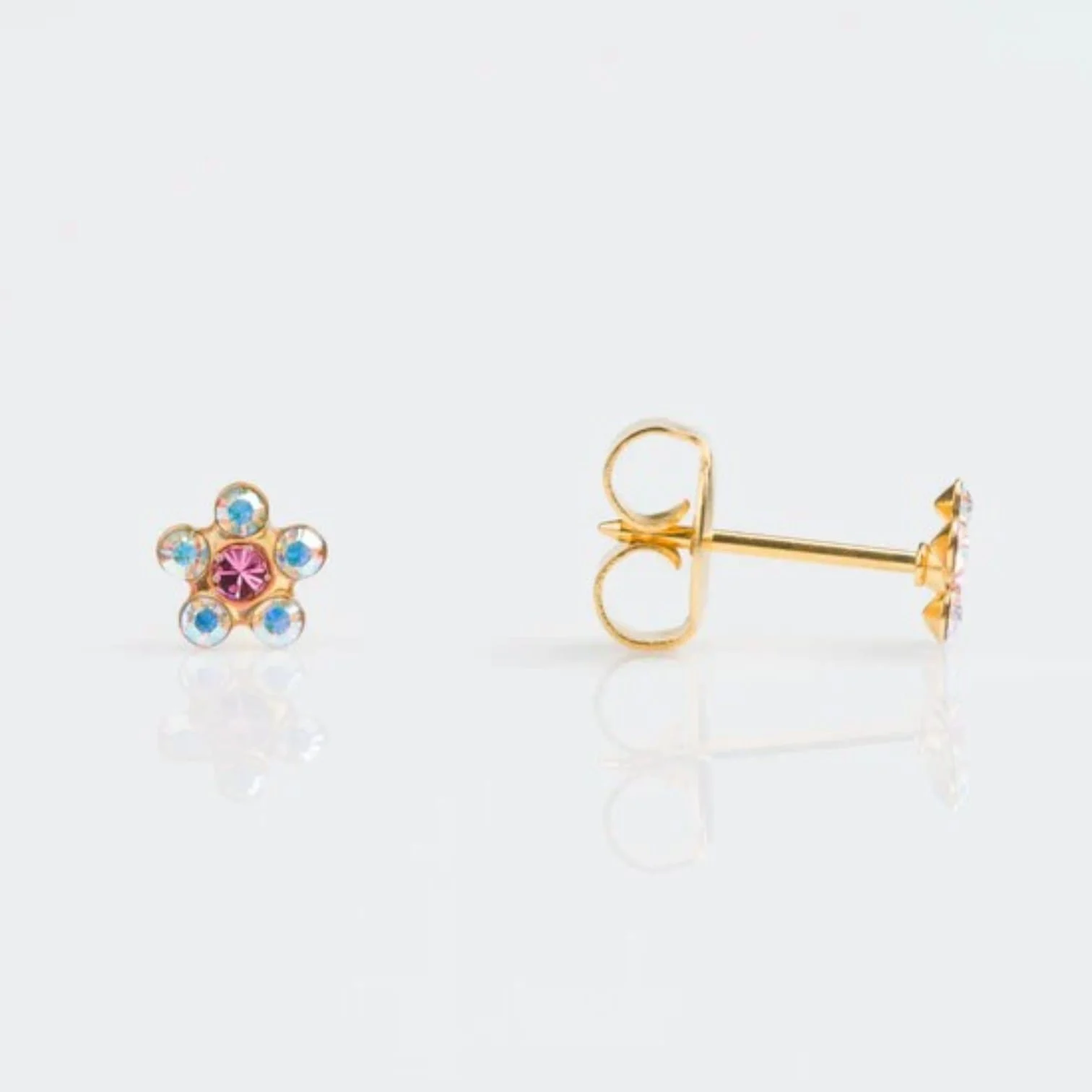 SYS75 14K SOLID GOLD DAISY AB CRYSTAL/PINK