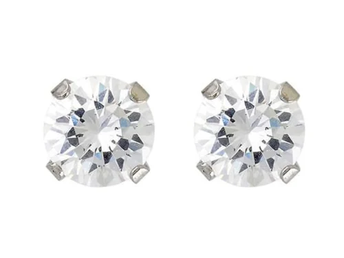 SYS75 S/STEEL 8mm CUBIC ZIRCONIA