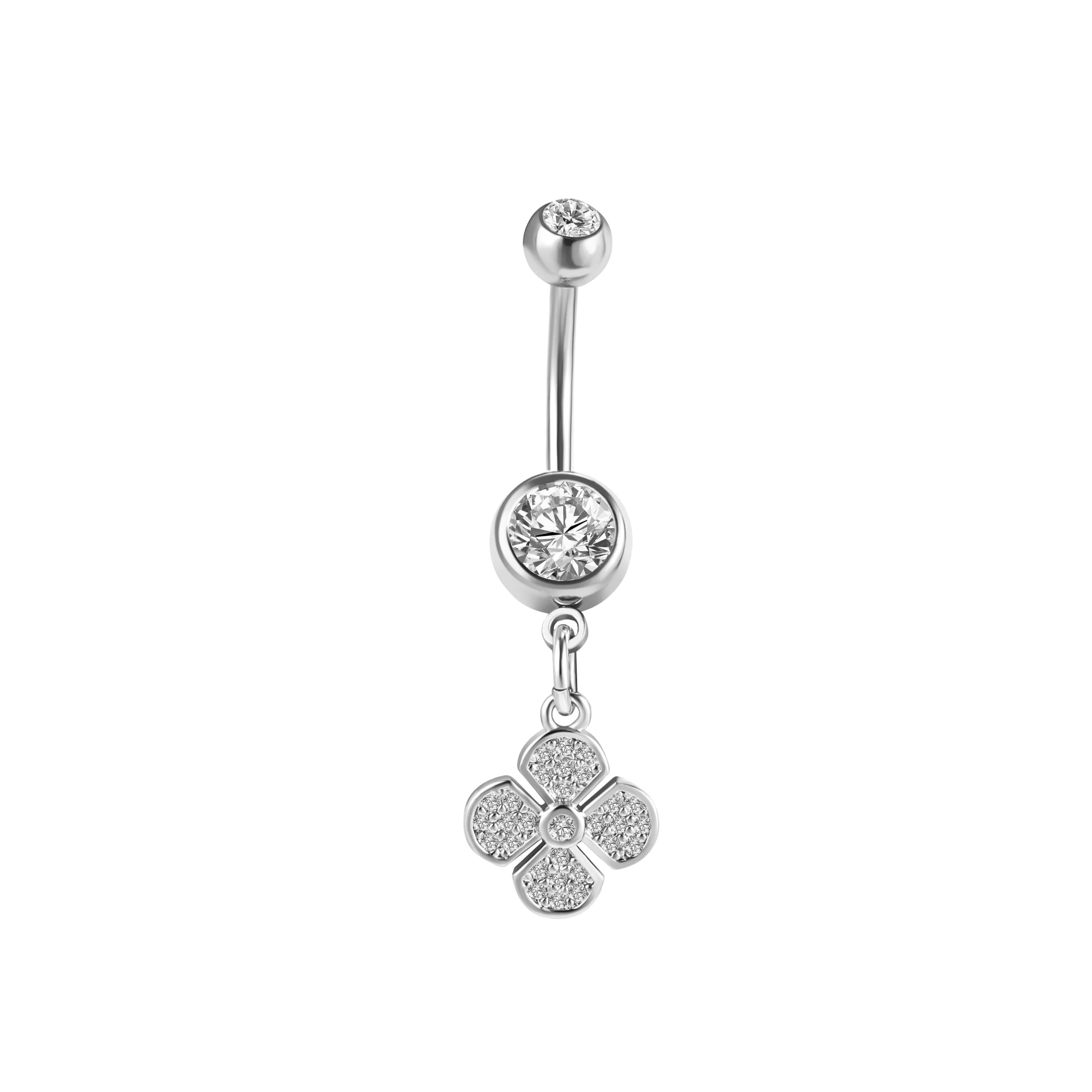 PYGMY NAVEL SS CLOVER DROP CRYSTAL