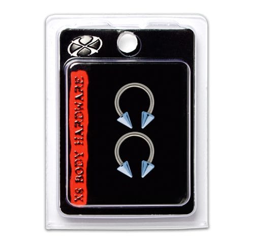 X8 S/S 16G CIRCULAR SPIKE LT BLUE