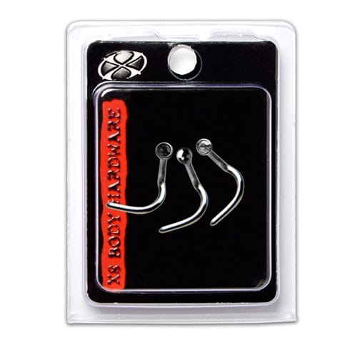 X8 S/S NOSE STUDS JET BLACK 3PK