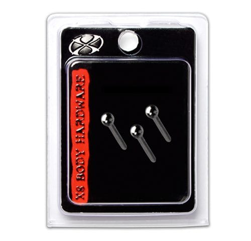 X8 NOSE STUD STRAIGHT POST PLAIN BALL 3PK