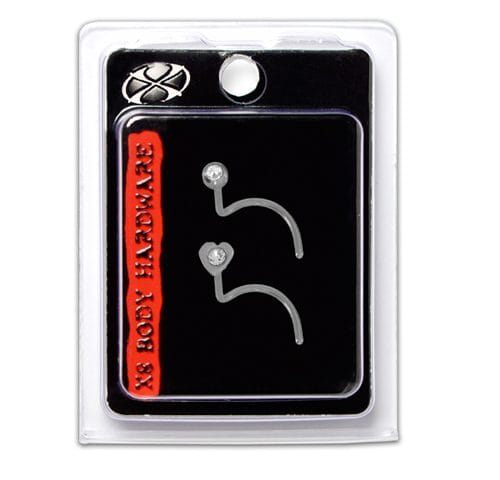 X8 S/S NOSE SCREW HEARTLITE CRYSTAL PK
