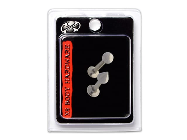 X8 S/S 14G LABRET BALL/SPIKE 8MM