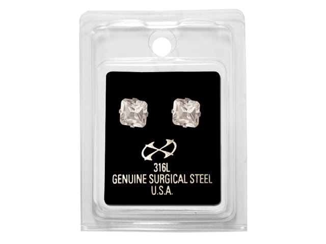 X8 S/S 8MM SQUARE CZ