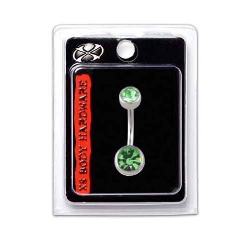 X8 S/S DOUBLE JEWELL BANANA 14G 10MM LT GREEN