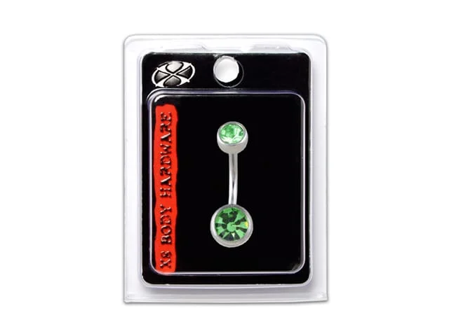 X8 S/S DOUBLE JEWELL BANANA 14G 10MM LT GREEN
