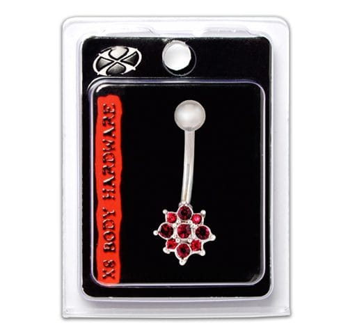 X8 RED ROSE NAVEL S/S/S 14G 10MM