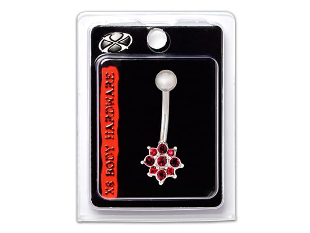 X8 RED ROSE NAVEL S/S/S 14G 10MM