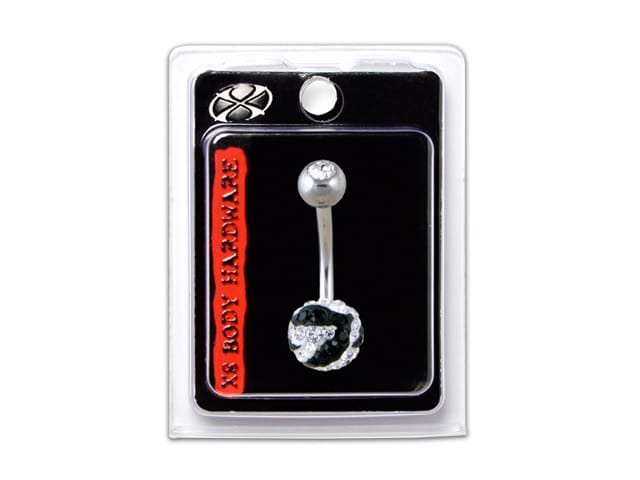 X8 S/S NAVEL ZEBRA BLACK/CRYSTAL
