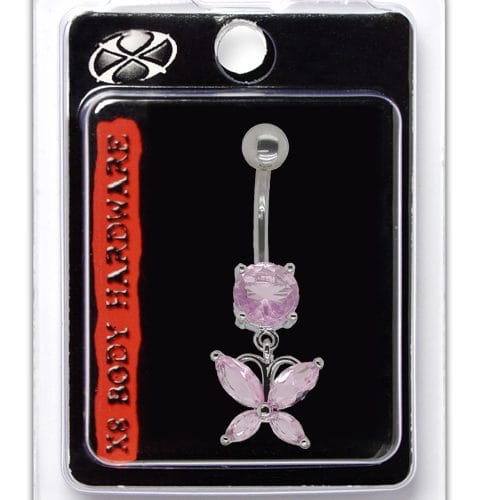 X8 NAVEL LIGHT PINK BUTTERFLY