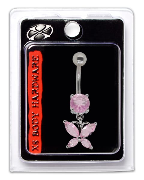 X8 NAVEL LIGHT PINK BUTTERFLY
