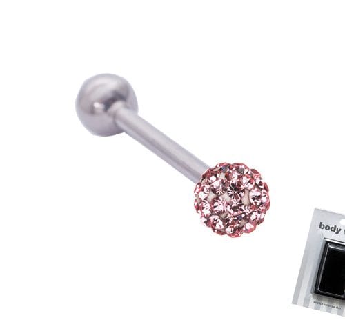 BODY WORKS BARBELL GLITTER PINK 14G S/S/S 16MM