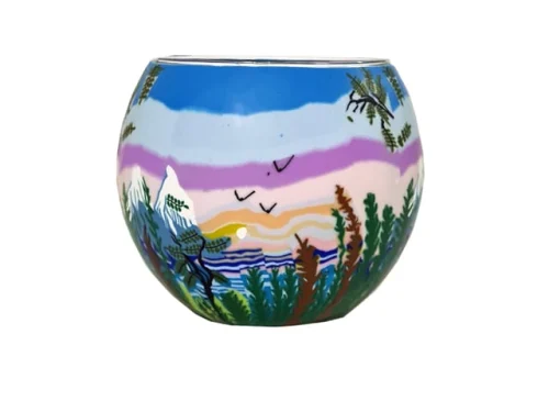 GLASS CANDLE HOLDER MOUNTAINS
