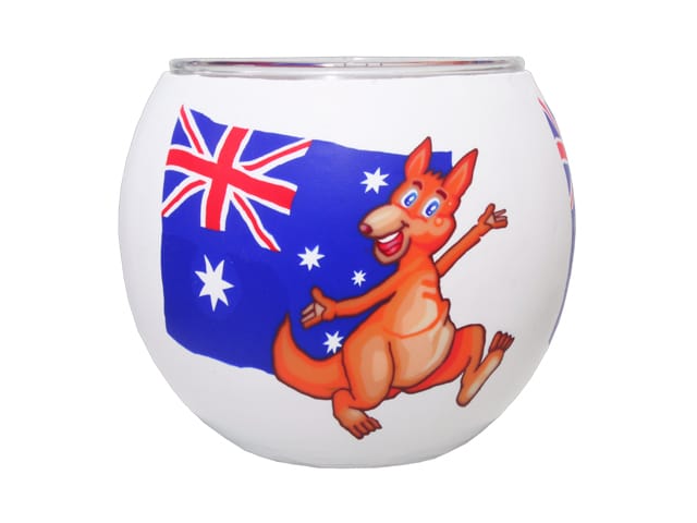 GLASS CANDLE HOLDER KANGAROO