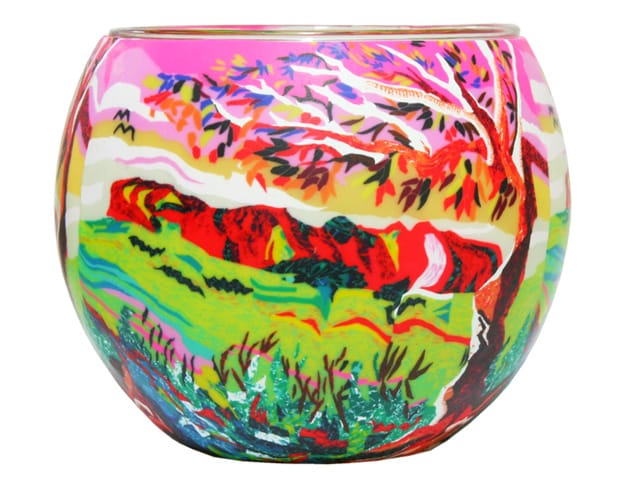 GLASS CANDLE HOLDER OUTBACK AUSTRALIA