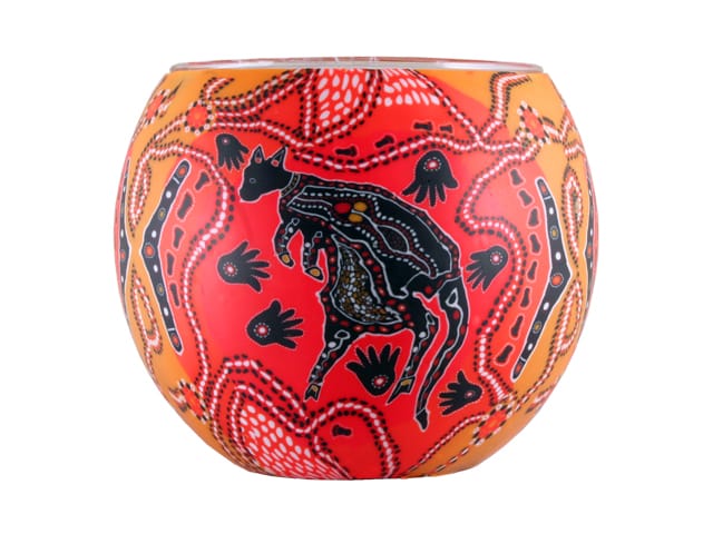 GLASS CANDLE HOLDER KANGAROO