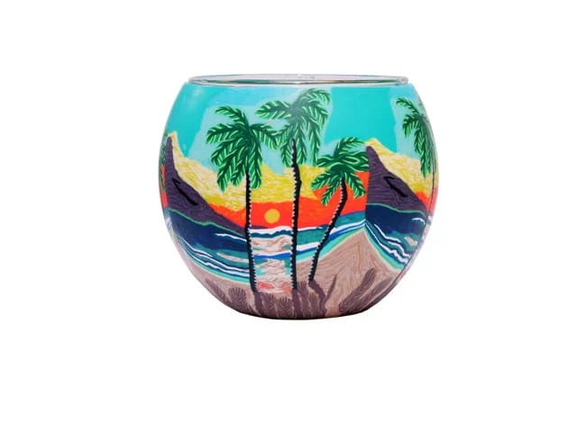 GLASS CANDLE HOLDER BEACH