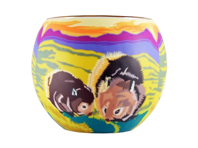 GLASS CANDLE HOLDER WOMBAT