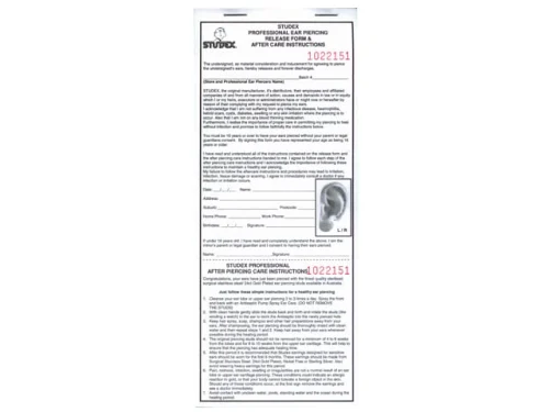 EAR PIERCING RELEASE FORMS
