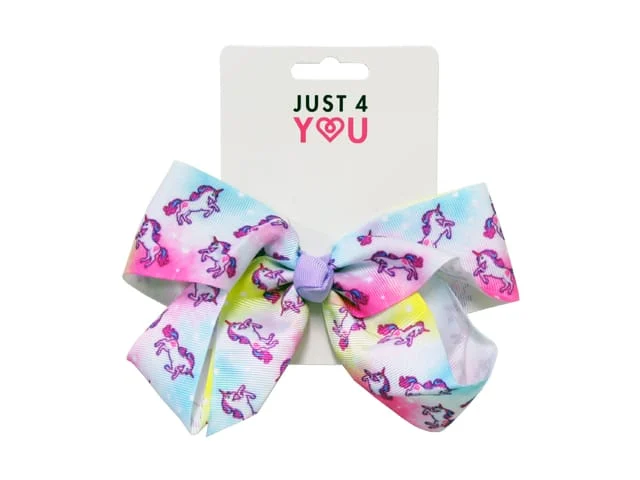 HAIR CLIP IBIS BOW UNICORN   (PK 12)