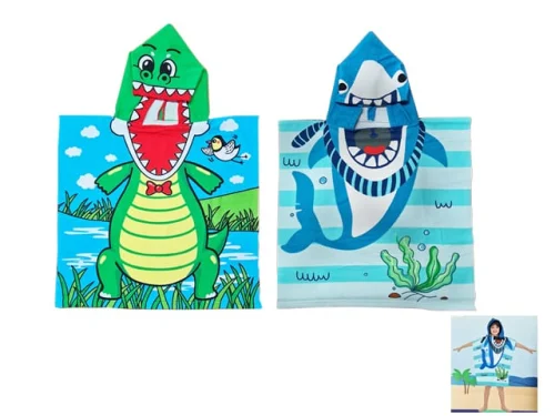 TOWEL PONCHO HOODED BOYS ASST
