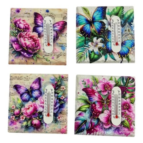 MAGNET BUTTERFLY WITH THERMOMETER (12 PK)