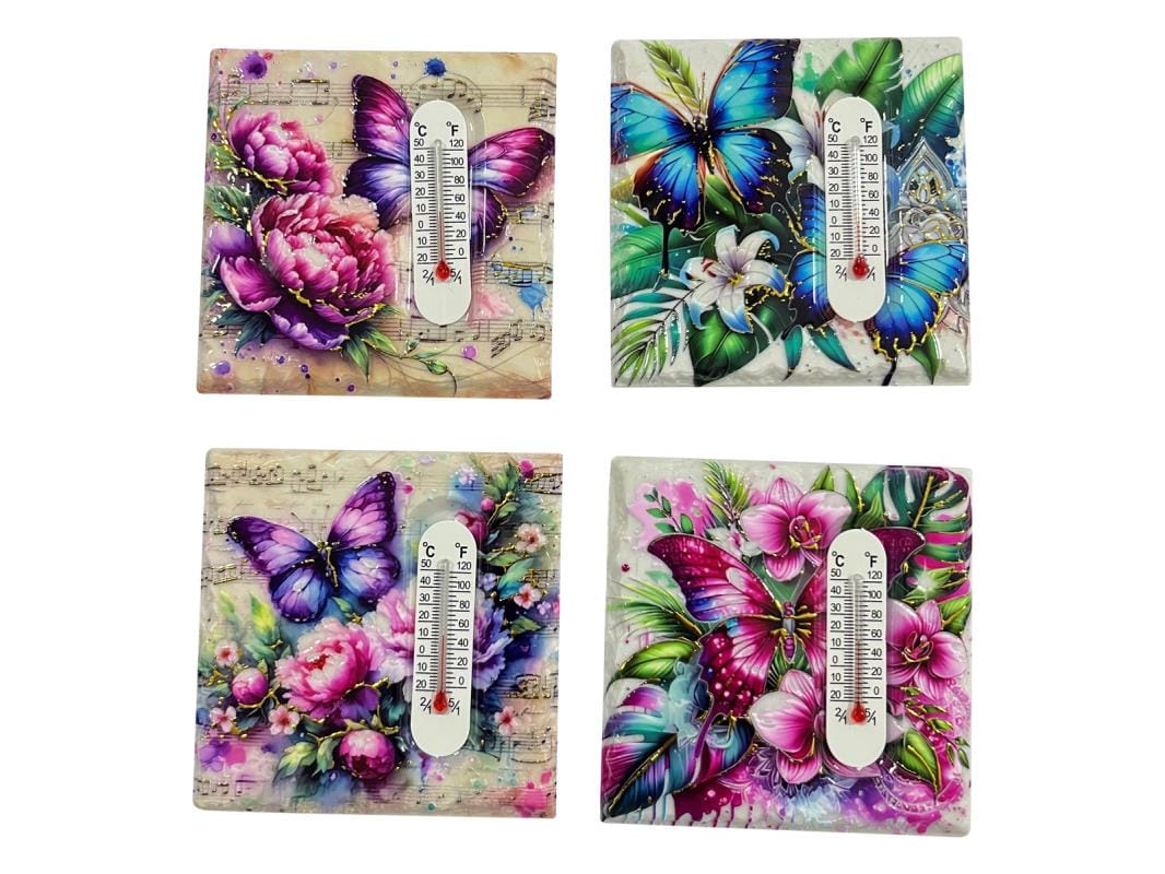 MAGNET BUTTERFLY WITH THERMOMETER (12 PK)