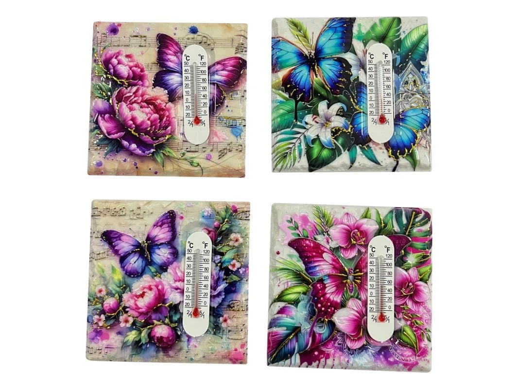 MAGNET BUTTERFLY WITH THERMOMETER (12 PK)