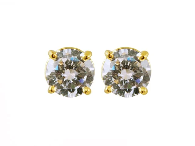 EARRINGS CUBIC ZIRCONIA GP ROUND 4MM