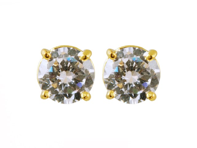 EARRINGS CUBIC ZIRCONIA GP ROUND 5MM