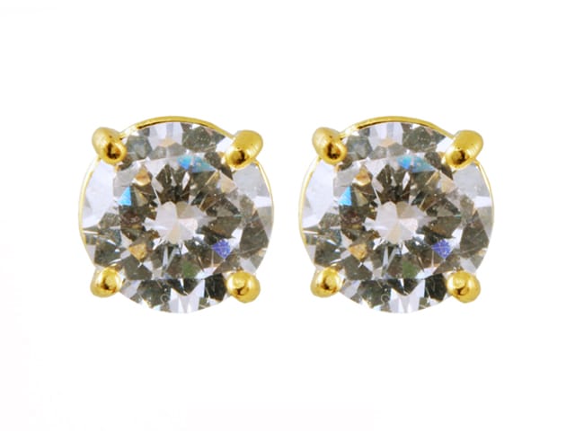 EARRINGS CUBIC ZIRCONIA GP ROUND 6MM