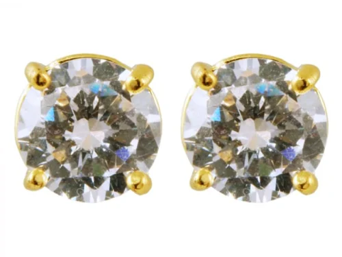 EARRINGS CUBIC ZIRCONIA GP ROUND 8MM
